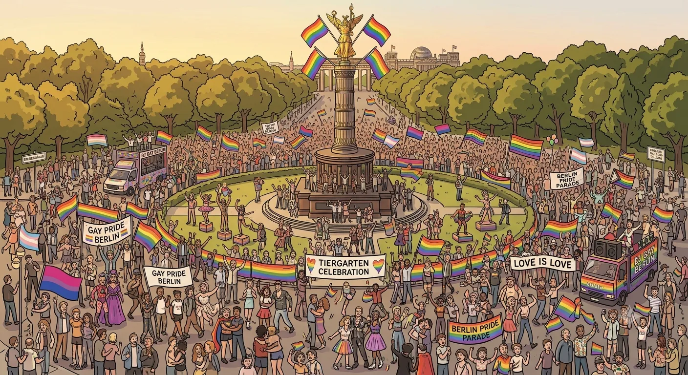Große queere Pride-Demonstration an der Berliner Siegessäule