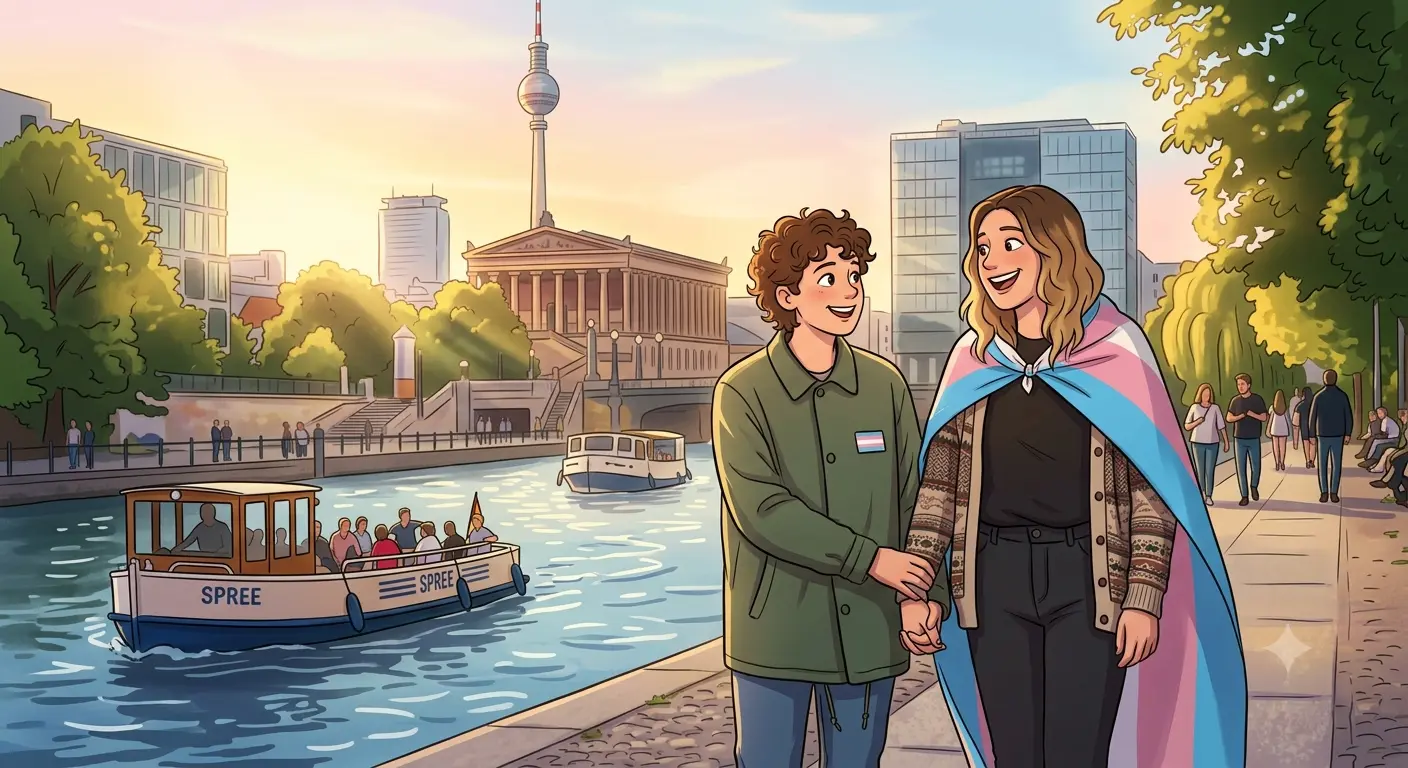 QueenC begleitet dich beim Deutschlernen vor der Berliner Skyline